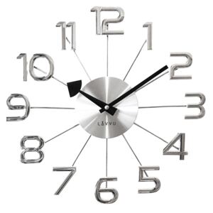 Designové paprskovité kovové lesklé hodiny LAVVU DESIGN Silver LCT1040 (POŠTOVNÉ ZDARMA!! - stříbrné)