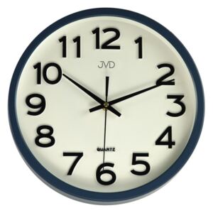 Plastové pastelové nástěnné tiché netikající hodiny JVD HX2413.8 (tmavě modré pastelové nástěnné hodiny)