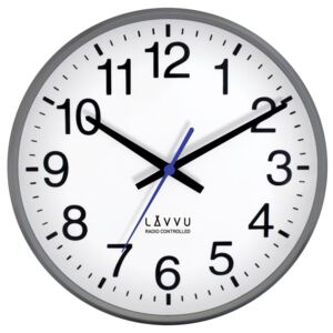 Metalické hodiny LAVVU FACTORY Metallic Grey řízené rádiovým signálem LCR2011 (rádiem řízené hodiny)