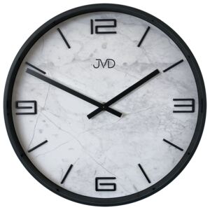Kovové nástěnné hodiny JVD HC21.2 v mramorovém designu (bílý mramorový design hodin)