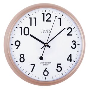 Plastové hodiny JVD sweep HP698.5 - metalické ROSE (netikající hodiny se senzorem podsvícení)