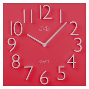 Červené nástěnné hranaté kovové hodiny JVD HB27 ( )