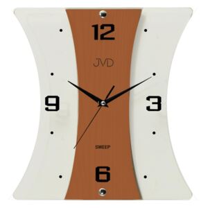 Nástěnné moderní skleněné dřevěné netikající tiché hodiny JVD NS16051/41 (netikající s tzv. tichým chodem hodin)