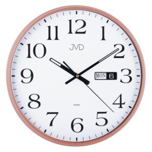 Netikající tiché nástěnné hodiny JVD sweep rosé HP671.5 s datumovkou