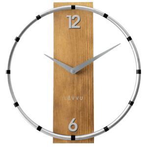 Designové stříbrno-hnědé dřevěné hodiny LAVVU COMPASS Wood LCT1091 ( POŠTOVNÉ ZDARMA!!)