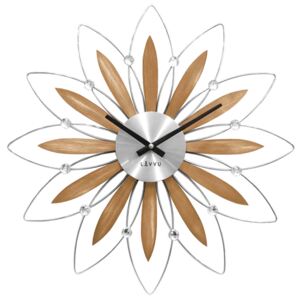 Designové paprskovité dřevěné stříbrné hodiny LAVVU CRYSTAL Flower LCT1112 ( POŠTOVNÉ ZDARMA!!)