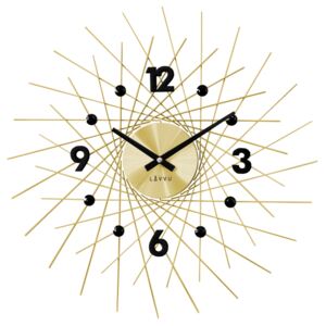 Designové paprskovité černo-zlaté hodiny LAVVU CRYSTAL Lines LCT1053 (POŠTOVNÉ ZDARMA!!)