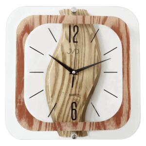 Skleněné dřevěné netikající tiché nástěnné hodiny JVD NS19035 (POŠTOVNÉ ZDARMA!!!)