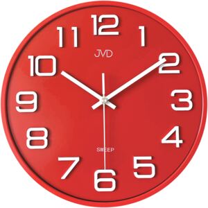 Plastové pastelové nástěnné tiché netikající dětské hodiny JVD HX2472.6 (červené pastelové nástěnné hodiny)