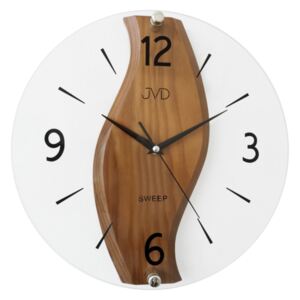 Skleněné dřevěné netikající tiché nástěnné hodiny JVD NS19036/11 (POŠTOVNÉ ZDARMA!!!)