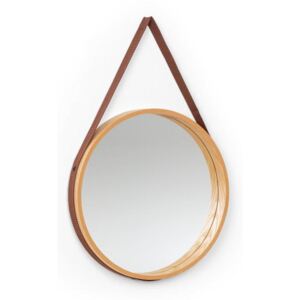 Besoa Lynn, nástěnné zrcadlo, 35,5 cm Ø, překližka, dubová dýha, plastový popruh, dřevo