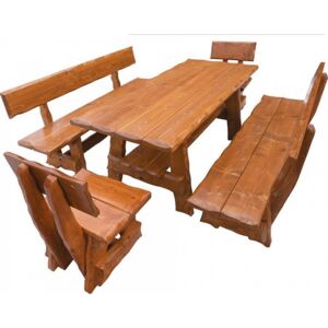 Casarredo OM-266 zahradní sestava (1x stůl + 2x lavice + 2x židle) výběr barev | barva: smrk-moření-dub-lak