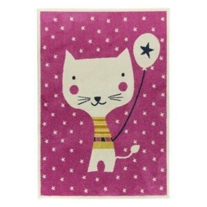 Dětský kusový koberec EMILY KIDS 2340A Kočička růžový Rozměr: 140x190 cm