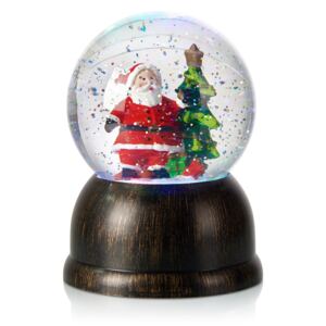 LED sněhová koule Max se Santa Clausem, bronz
