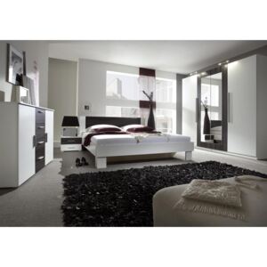 Ložnice Vera I, Barva: bílý / černý ořech, Rozměr postele: 160 x 200 cm