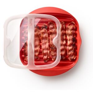 Červená silikonová nádoba na přípravu slaniny Lékué Bacon