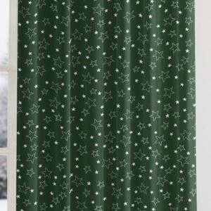 Goldea vánoční bavlněný závěs - vzor bílé hvězdičky na zeleném 200x140 cm