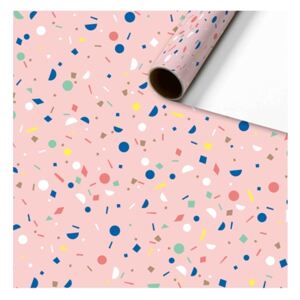 Balící papír růžový barevné konfetky