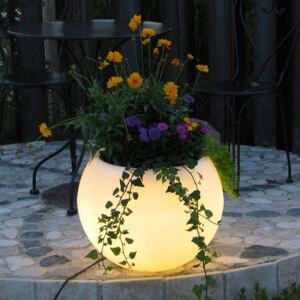LED květináč Flora s baterií, 50 cm, bílé LED