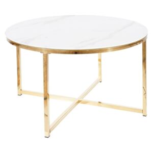 Expedo Konferenční stolek SAMIRA, 80x45x80, bílý mramor/zlatá