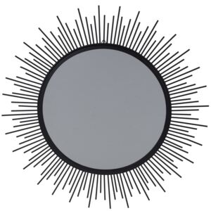 Zrcadlo s černým kovovým rámem je originálním a zajímavým doplňkem do vybavení domácnosti