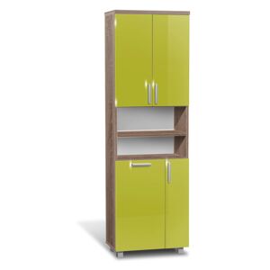 Vysoká koupelnová skříňka s košem K29 barva skříňky: dub sonoma tmavá, barva dvířek: lemon lesk