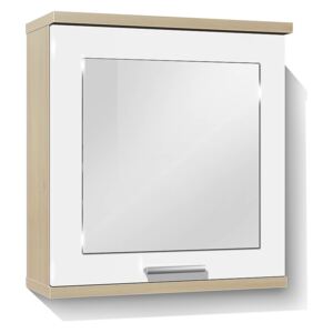 Koupelnová skříňka se zrcadlem K28 barva skříňky: akát, barva dvířek: bílý lesk