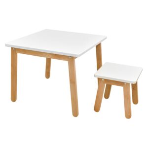 PROXIMA.store - SET - Stolík + stolička WOODY - krémová biela