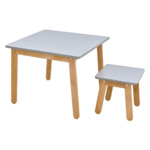 PROXIMA.store - SET - Stolík + stolička WOODY - sivá