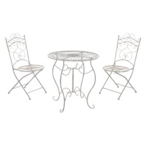 Souprava kovových židlí a stolu G11784335 (SET 2 + 1) Barva Bílá antik