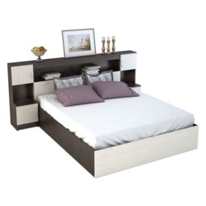 Manželská postel se záhlavím 160x200 cm v kombinaci dub belfort a wenge KN700 KP-552