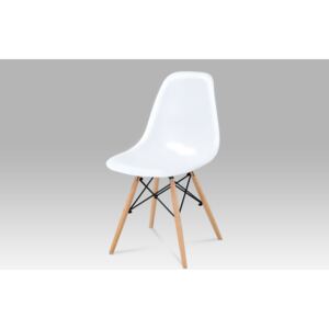 Jídelní židle CT-718 WT1 plast bílý, masiv buk, kov černý, POSLEDNÍ KUS DOPRODEJ