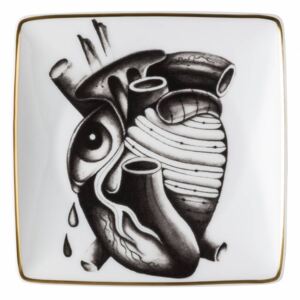 Cilla Marea porcelánová miska, 12 x 12 cm, motiv srdce Rosenthal (Barva-zlatá,bílá,černá)