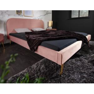 Massive home | Dvoulůžková postel ze sametu růžová Sanel 140 x 200 cm