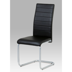 Autronic Jídelní židle, koženka černá / šedý lak DCL-102 BK