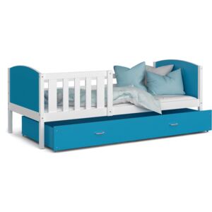 Dětská postel se šuplíkem TAMI R - 160x80 cm - modro-bílá
