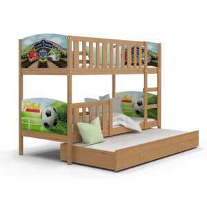 Dětská patrová postel s přistýlkou MAŠINKA TOMÁŠ, FOTBAL... 190x80 cm - TAMI Q
