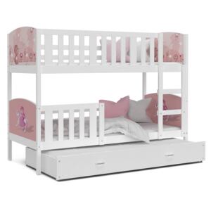 Dětská patrová postel s přistýlkou TAMI Q - 190x80 cm - bílá (3)