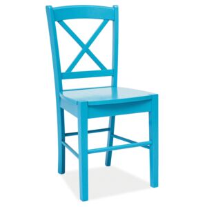 Dřevěná jídelní židle modré barvy v klasickém stylu KN268
