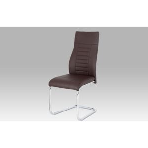 Jídelní židle hnědá koženka chrom HC-955 BR
