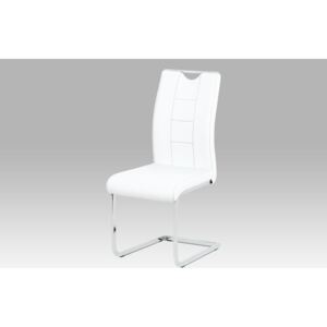 Jídelní židle bílá koženka chrom DCL-411 WT