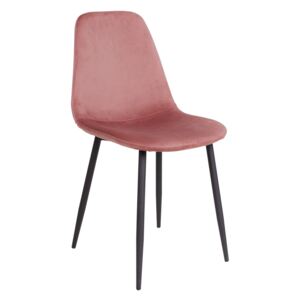 Růžová sametová jídelní židle Nordic Living Raya