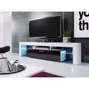 Televizní stolek 138 cm v bílé barvě a ve vysokém černém lesku KN1085