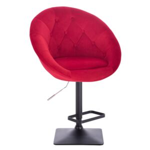 Barová židle VERA VELUR na černé podstavě - červená