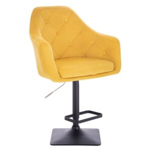 Barová židle ANDORA VELUR na černé podstavě - žlutá