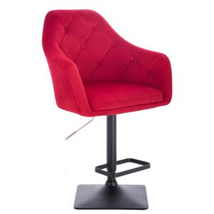 Barová židle ANDORA VELUR na černé podstavě - červená