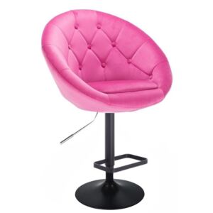 Barová židle VERA VELUR na černém talíři - růžová