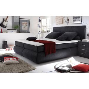 Manželská postel s matrací 180x200 cm moderního vzhledu tmavě šedá KN350