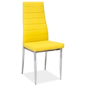Jídelní židle na kovové konstrukci ve žluté ekokůži KN165