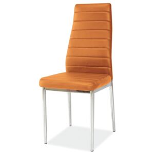 Jídelní židle na kovové konstrukci v oranžové ekokůži KN165